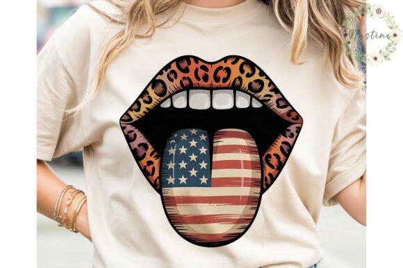 Download Leopard Lips American Flag Tongue PNG - American flag Collection
