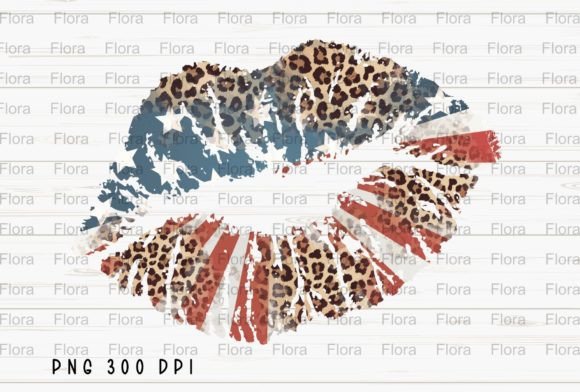 Download Leopard American Flag Lips USA PNG - American flag Collection