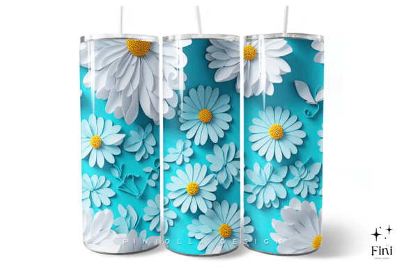 Download 3D Flowers Tumbler Wrap | Turquoise - 3d flowers tumbler Collection